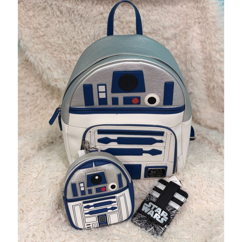 Loungefly Star Wars R2-D2 Cosplay Backpack, Wristlet & Card Holder Bundle Set